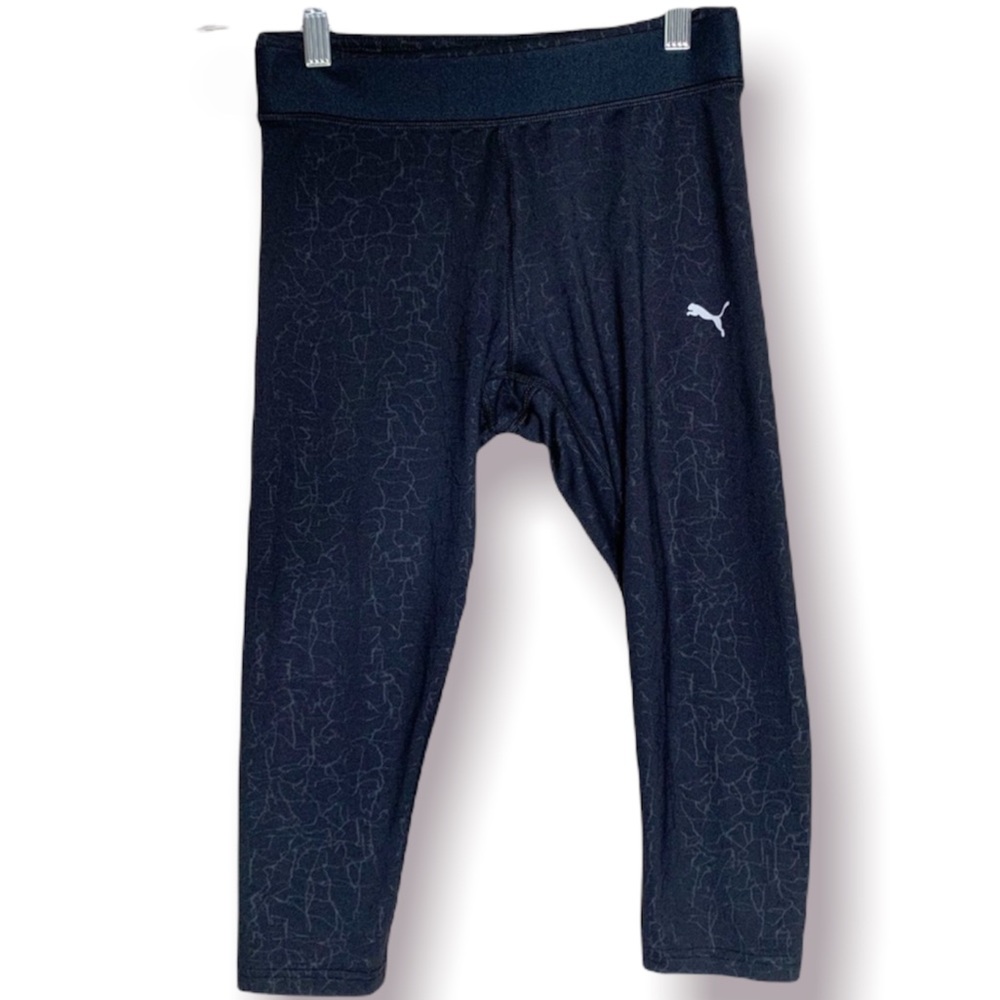 Puma leggings black lightning like pattern size small all eyes on me 3/4 tights